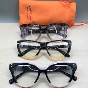 VooGlam Voo Glam Non Prescription Lens Funky Cat Eye Glasses Bundle Lot 3 pairs